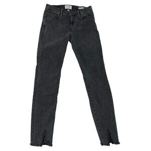 Frame Denim Le Skinny de Jeanne Raw Front Split Skinny Jeans Washed Black sz 27